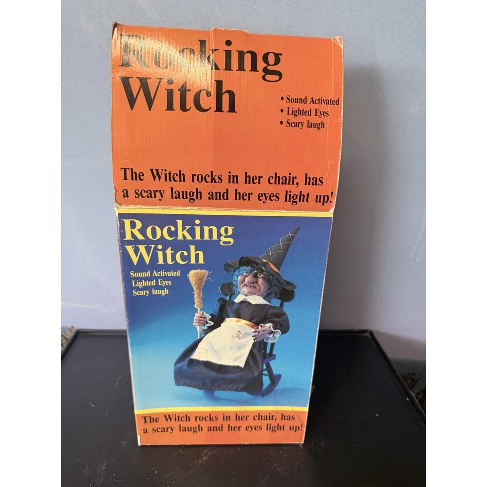 Vintage 1991 Gemmy Halloween Rocking Witch Sound Activated Scary Laugh Voice